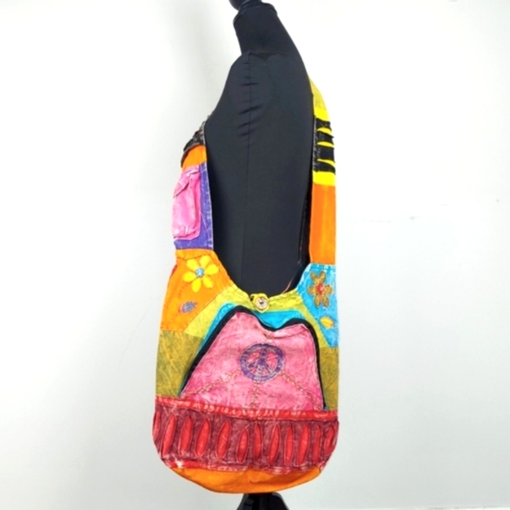 Patchwork Peace Large Hobo Bag NWOT